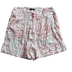 My Place Red and White High Waist Women's Shorts